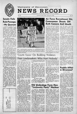 University of Cincinnati News Record. Friday, January 26, 1968. Vol. LV