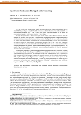 Superstructure Aerodynamics of the Type 26 Global Combat Ship