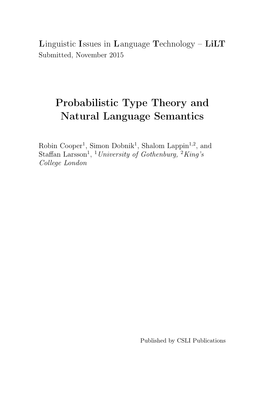 Probabilistic Type Theory and Natural Language Semantics