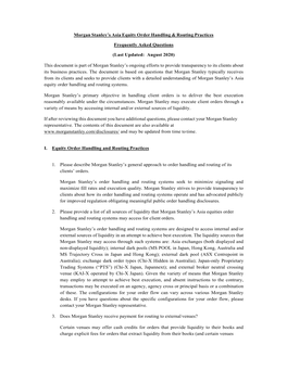 Morgan Stanley's Asia Equity Order Handling & Routing Practices