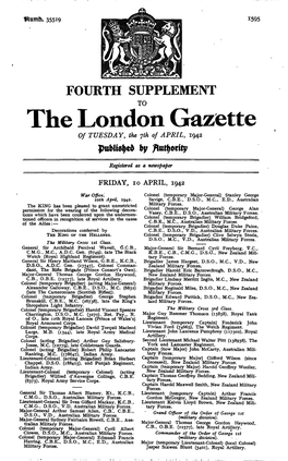 The London Gazette of TUESDAY, the Jth of APRIL, 1942 By