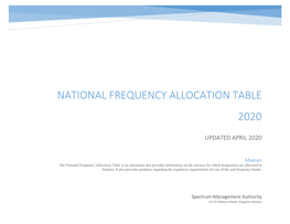 National Frequency Allocation Table 2020