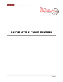 Briefing Notes on Tazama Operations]