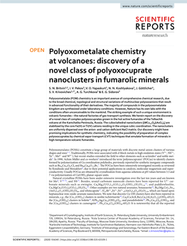 Polyoxometalate Chemistry at Volcanoes: Discovery of a Novel Class of Polyoxocuprate Nanoclusters in Fumarolic Minerals S