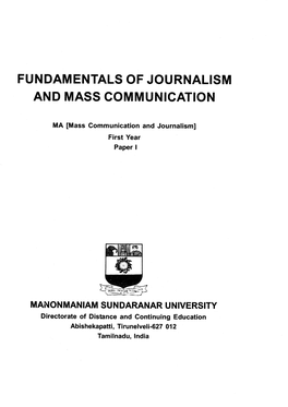 Fundam Entals of Journalism and Mass Communication