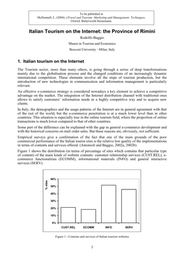 Italian Tourism on the Internet: the Province of Rimini Rodolfo Baggio Master in Tourism and Economics Bocconi University - Milan, Italy