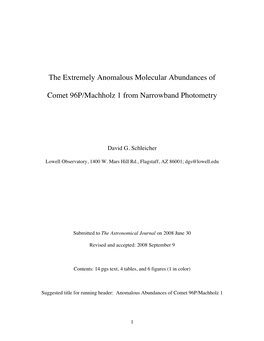 The Extremely Anomalous Molecular Abundances of Comet 96P/Machholz 1 from Narrowband Photometry