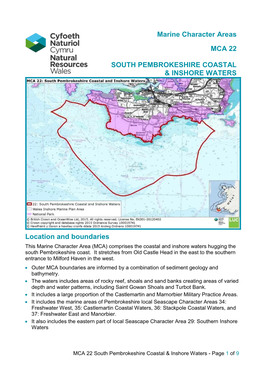 Marine Character Areas MCA 22 SOUTH PEMBROKESHIRE