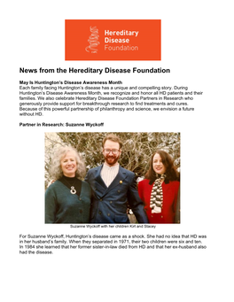 News from the Hereditary Disease Foundation
