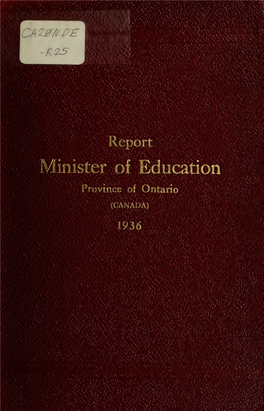 Report of the Minister of Education, Ontario, 1936