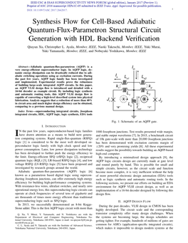 Synthesis Flow for Cell-Based Adiabatic Quantum-Flux-Parametron Structural Circuit Generation with HDL Backend Veriﬁcation Qiuyun Xu, Christopher L