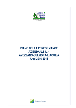 PIANO DELLA PERFORMANCE AZIENDA U.S.L. 1 AVEZZANO-SULMONA-L'aquila Anni 2016-2018