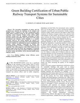 Green Building Certification of Urban Public Railway Transport Systems for Sustainable Cities