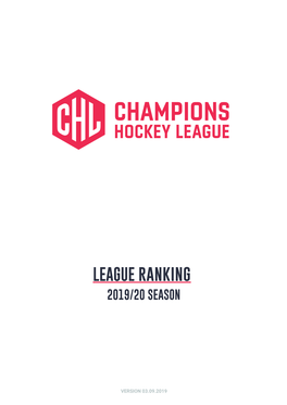 League Ranking 2019/20 Season