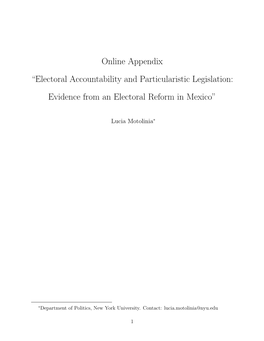 Electoral Accountability and Particularistic Legislation: Evidence from an Electoral Reform in Mexico”