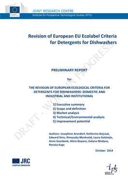 Revision of European EU Ecolabel Criteria for Detergents for Dishwashers