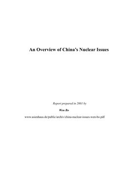 An Overview of China's Nuclear Issues