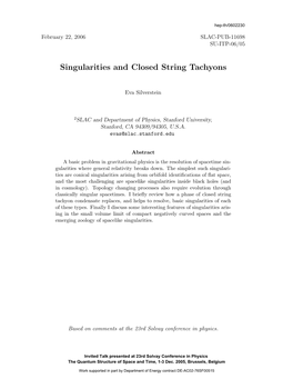 Singularities and Closed String Tachyons