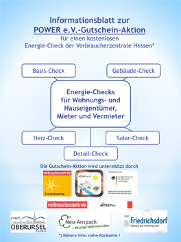 Informationsblatt Zur POWER E.V.-Gutschein-Aktion Für Einen Kostenlosen Energie-Check Der Verbraucherzentrale Hessen*