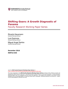 A Growth Diagnostic of Panama Faculty Research Working Paper Series