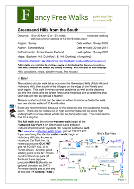 Greensand Hills from the South (Shorter Options)