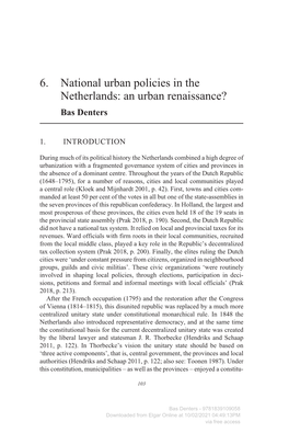 6. National Urban Policies in the Netherlands: an Urban Renaissance? Bas Denters
