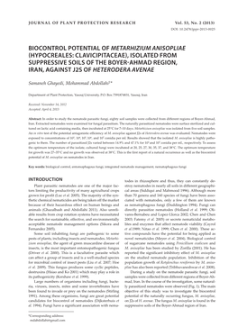 Biocontrol Potential of Metarhizium Anisopliae