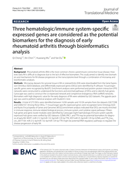 Three Hematologic/Immune System-Specific Expressed Genes