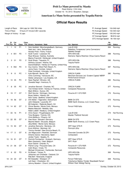 Official Race Results