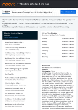 N19 Bus Time Schedule & Line Route