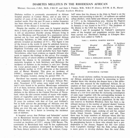 Diabetes Mellitus I the Rhodesia Africa