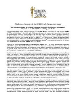 Rita Moreno Honored with the 2013 SAG Life Achievement Award