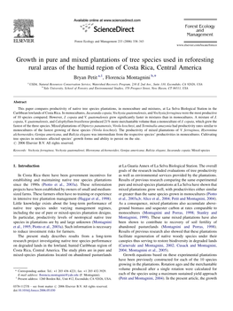 Growth in Pure and Mixed Plantations of Tree Species Used in Reforesting