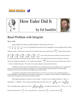 Basel Problem with Integrals