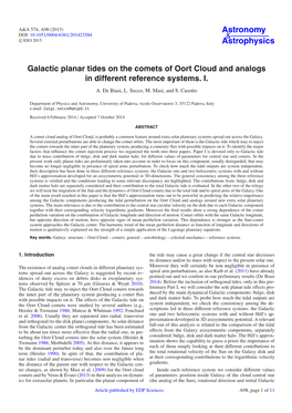 Galactic Planar Tides on the Comets of Oort Cloud and Analogs in Different Reference Systems