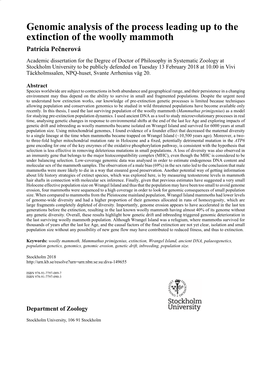 Genomic Analysis of the Process Leading up to the Extinction of the Woolly Mammoth