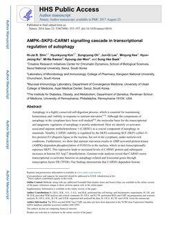 AMPK–SKP2–CARM1 Signalling Cascade in Transcriptional Regulation of Autophagy