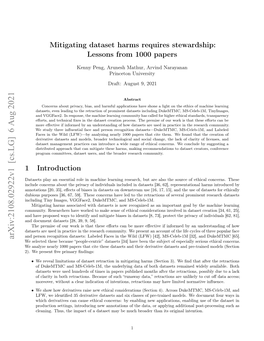 Mitigating Dataset Harms Requires Stewardship: Lessons from 1000 Papers