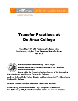 Transfer Practices at De Anza College