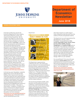 Department of Economics Newsletter