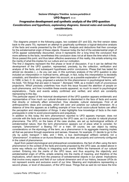 UFO Report F1 V1 Progressive Development and Synthetic Analysis of the UFO Question Considerations and Hypothesis, Explanatory Diagrams