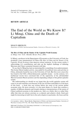 Li Minqi, China and the Death of Capitalism