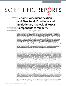 Genome-Wide Identification and Structural, Functional And
