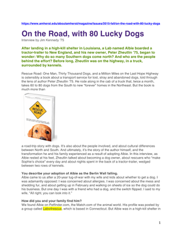 On the Road, with 80 Lucky Dogs Interview by Jim Kennedy ’75