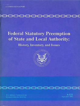 Federal Statuttory Preemption of State and Local Authority: History