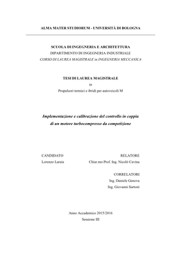 Implementazione E Calibrazione Del Controllo in Coppia Di Un Motore Turbocompresso Da Competizione