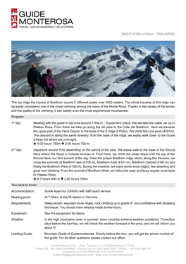 BREITHORN 4165M - TRAVERSE