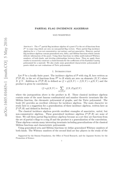 PARTIAL FLAG INCIDENCE ALGEBRAS 3 During Which Some of This Work Was Conducted