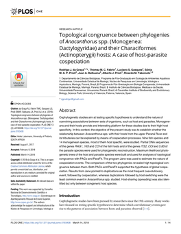 Topological Congruence Between Phylogenies of Anacanthorus Spp