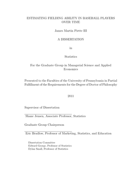 Estimating Fielding Ability in Baseball Players Over Time